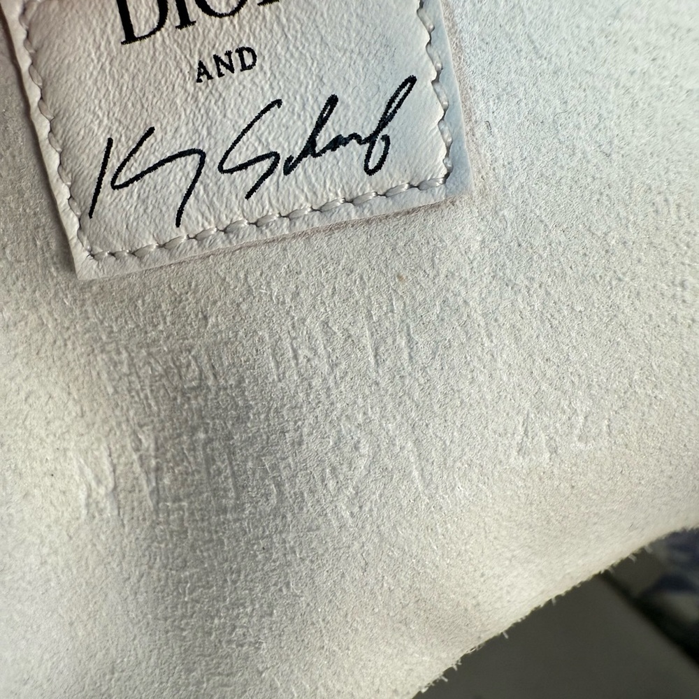 Dior White and Gray High-Top Sneakers with Blue and Green Patch - Picture 14 of 16